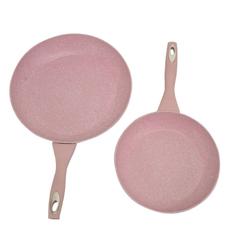 [CASWELL] JUEGO DE 2 SARTENES ANTIADHERENTES MARMOL ROSA  ASA DE BAQUELIA 84581.02 PED.22 24 3834 2003040