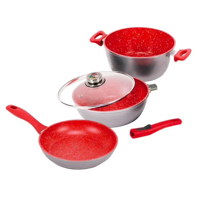 [103689] BATERIA DE COCINA 6 PIEZAS ROJA FLAVOR STONE