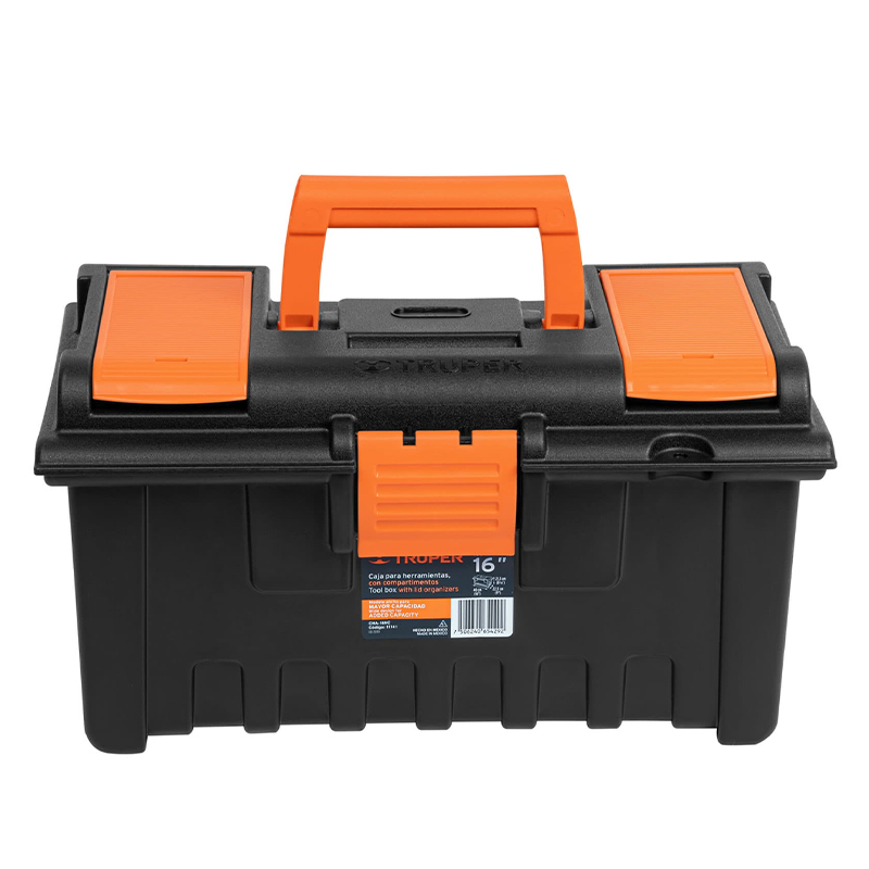 [11141] CAJA DE HERRAMIENTA 16P PLASTICA CON COMPARTIMENTOS NARANJA TRUPER