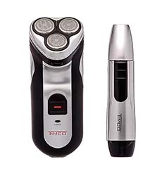[BSK-9000] RASURADORA BARBA Y BIGOTE 3 CABEZAS ELECTRICA RECARGABLE GRIS/NEGRO TIMCO