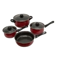 [CASSELMAN-R] BATERIA DE COCINA 7 PZS ROJO DE ACERO ANTIADHERENTE MANGO BAQUELITA 108170.07 PED.22 24 3834 2003041