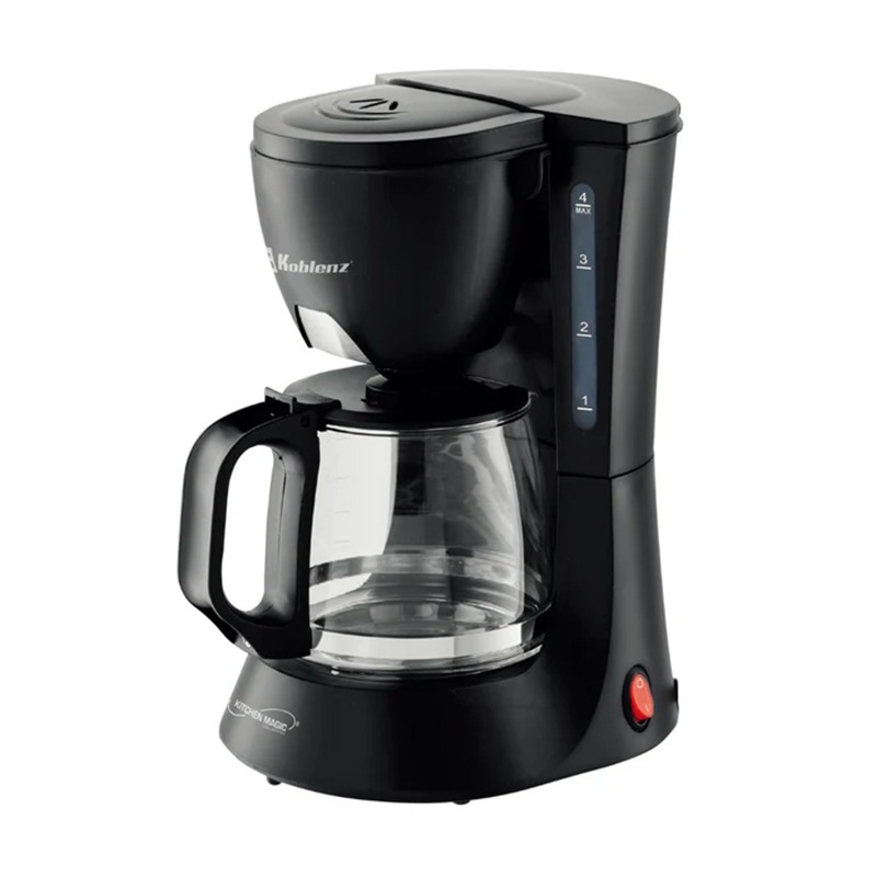 CAFETERA 4 TAZAS DE GOTEO JARRA DE VIDRIO NEGRO KOBLENZ