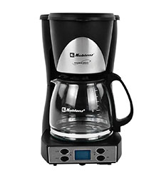 CAFETERA 12 TAZAS DE GOTEO JARRA DE VIDRIO NEGRO/PLATA KOBLENZ
