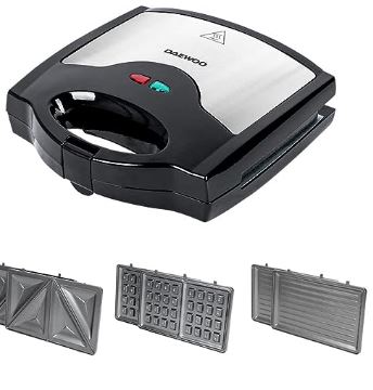 SANDWICHERA 3 EN 1, 750 W, 3 JUEGOS DE PLACAS, SÁNDWICH, PARRILLA, GOFRE, REVESTIMIENTO ANTIADHERENTE