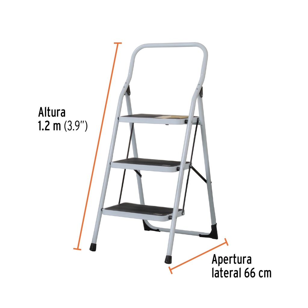 ESCALERA TUBULAR, PLEGABLE, 3 PELDAÑOS,