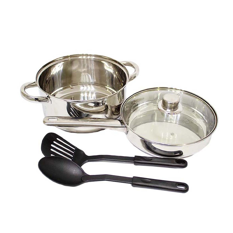 BATERIA DE COCINA 5 PZS ACERO INOX GIBSON HOME