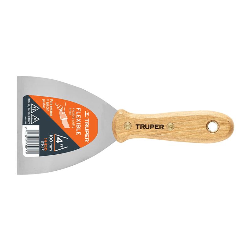 ESPÁTULA FLEXIBLE 4" CON MANGO DE MADERA, TRUPER